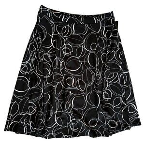 Alfani Skirt Plus Sz16W Midi Cobalt Breeze Black White Floral Elastic Waist NEW
